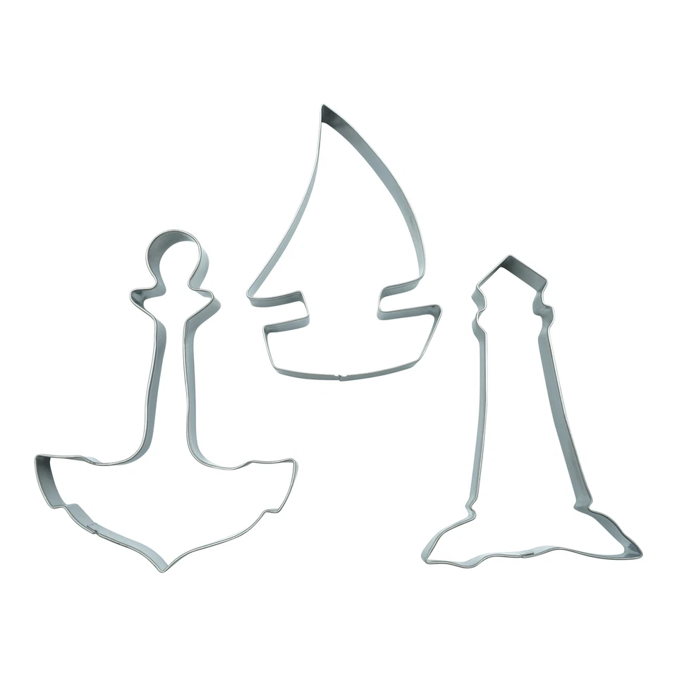 Ausstecher 3er Set Segelboot Leuchtturm Anker Ausstechform Keksausstecher Boot - Bild 1 von 4