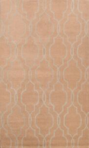 Trellis Oriental New Contemporary Area Rug Hand-Tufted Wool 5x8 ft Coral Carpet 