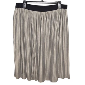 Apt. 9 Pleated Skirt Metallic Gray Midi Skirt Elastic Waist XL - Picture 1 of 7