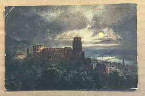 1934 USED POSTCARD - CASTLE BY MOONLIGHT, HEIDELBERG, GERMANY - Picture 1 of 2