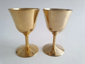 2 Stück Kelch, 50ml, Messing, vergoldet, Hammerschlag innen, GUTER ZUSTAND - Bild 1 von 11