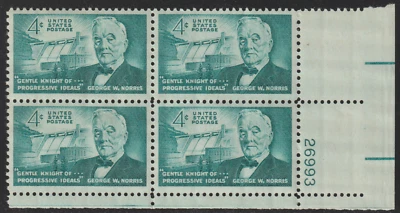 USA 1961 SC# 1184 - Senator Norris Issue - Block of 4 Stamps - M-NH Lot # A74 - Image 1 of 2