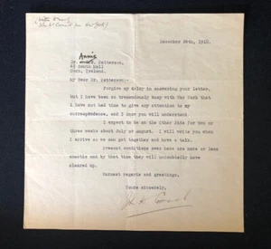 Carta vintage firmada a mano de 1918 de JOHN McCORMACK LEYENDA DE LA ÓPERA TENOR IRLANDESA - Imagen 1 de 7