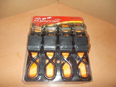 BIG TOP 15 FT. ARTÍCULO DE ATADURAS DE TRINQUETE 90984 NARANJA PAQUETE DE 4 NUEVOS EN PAQUETE Foto 1 de 2