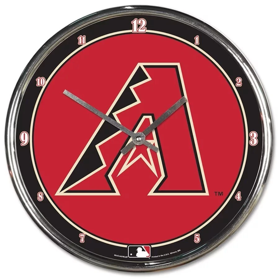 ARIZONA DIAMONDBACKS LOGO 12" CHROME ROUND WALL CLOCK NEW WINCRAFT 🐍 - Image 1 of 1