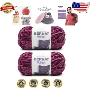 Soft Polyester Velvet Yarn - 2 Pack Burgundy Plum - Ideal for Knitting & Crochet - Picture 1 of 12