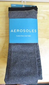 Mallas forradas de lana sin pies Aerosoles nuevas con etiquetas, 2 piezas Negro y gris talla grande/XL ancho - Imagen 1 de 10