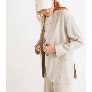 MADEWELL Breezewoven Larsen Blazer Womens Large Ashen Sage Green Linen Blend - Picture 1 of 16