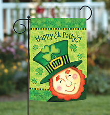 Toland Happy St Patty's 12x18 St Patrick's Day Leprechaun Clover Garden Flag