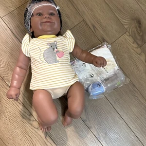 Real Black Reborn Baby Doll 19'' Silicone Cloth Toddler African Baby Girl Gift - Picture 1 of 7