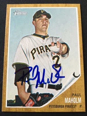 Paul Maholm Pirates Signed Auto Autographed 2011 Topps Heritage Card #295 ~ COA - Image 1 of 4