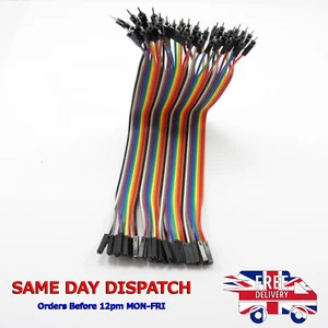 Reihe 40x Dupont Drahtleitung Jumper 20cm Stecker 2,54mm 1P-1P Pin Stecker auf Buchse - Bild 1 von 3