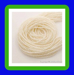 AAAA Grade! Smooth,Small 3-4mm, 3mm-4mm Off Round Creamy White Freshwater Pearls - Picture 1 of 2