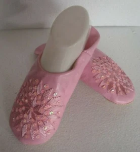 MOROCCAN * PINK * LEATHER SEQUINED SLIPPERS - Picture 1 of 5
