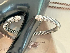 D. YURMAN .925 CABLE-5.0m DIAMOND.07cts SILVER DOME-26.6grm-HBB-3 - Picture 1 of 5