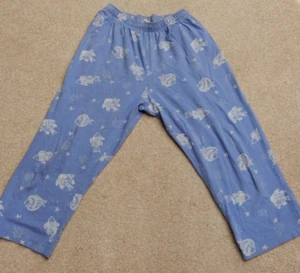 Clearwater Cotton fish design relaxed crop pants Blue Medium - Picture 1 of 7
