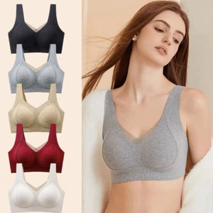 Women's Seamless Vest Wireless Bra Sports Bras Soft Support Yoga Bra Brassiere - Picture 1 of 24