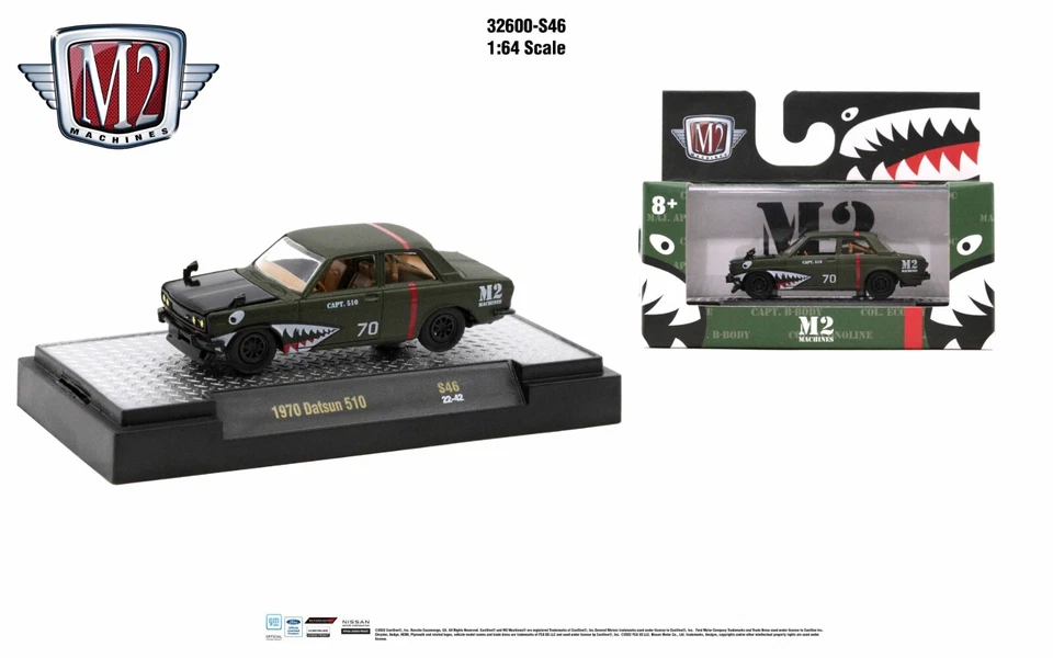 M2 Machines Shark Mouth Collection 1970 Datsun 510 - 1:64 SC Diecast 32600-S46 Foto 1 de 1
