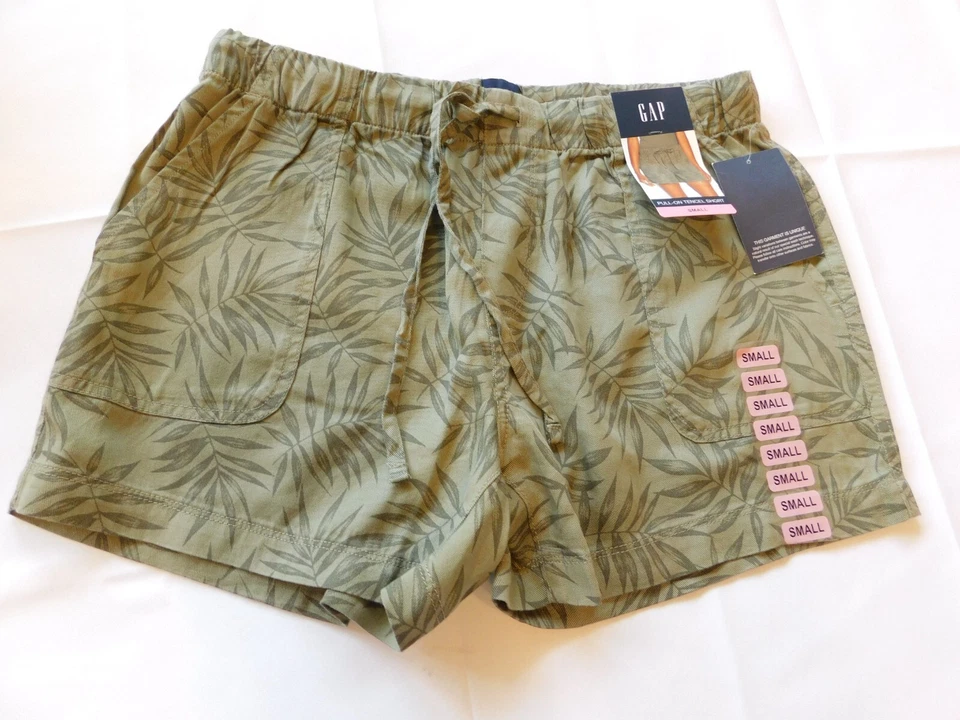 Gap Women's Ladies Pull On Tencel Short Shorts Size S small Casual Olive