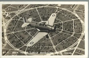POSTCARD-8T-9 OVER INNER CIRCLE, RANDOLPH FIELD RPPC, TEXAS - Picture 1 of 1