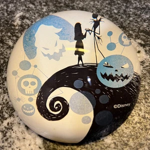 Raro fermacarte in vetro Disney Nightmare Before Christmas Jack Skellington Sally - Foto 1 di 10