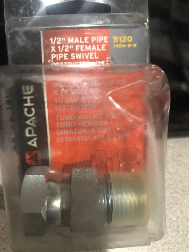 "Adaptador hidráulico Apache 1/2 tubo macho x 1/2 tubo hembra giratorio 1/32"" restringido" Foto 1 de 1