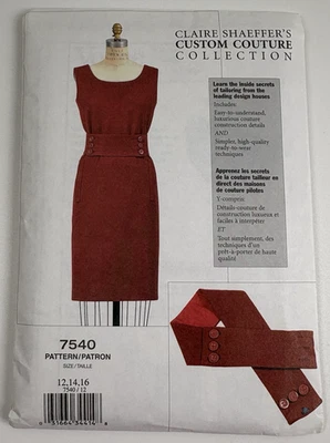 Vogue 7540 Claire Shaeffer Sheath Dress, Belt 12 14 16 Sewing Pattern UC FF OOP - Image 1 of 4