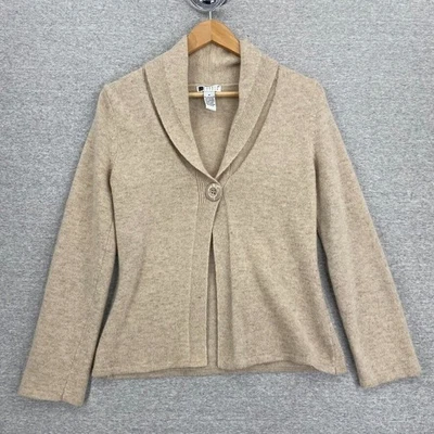 Cárdigan suéter Carole Little para mujer mediano crema tostado lana de angora manga larga Foto 1 de 4