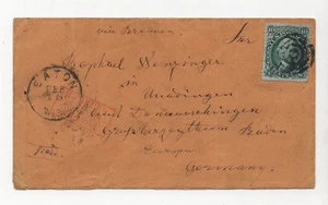 US 1863 COVER TIED SCOTT #68 EATON WISCONSIN DPO TO GERMANY VIA THE SS BREMEN - Picture 1 of 2
