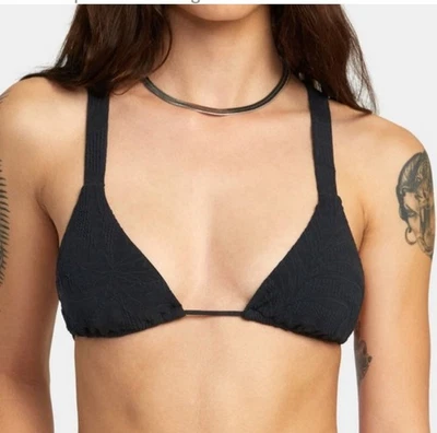 Top de biquíni RVCA palm grooves alça larga triangular XS NOVO COM ETIQUETAS* BH1005 - Imagem 1 de 2
