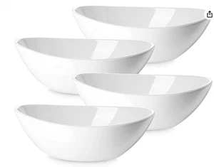 Dowan Ceramic serving bowls, 6 pack white 7 Inch long 5 inch wide 2 1/4 inch tal - Picture 1 of 2