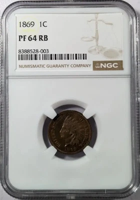 1869 Small Cents Indian Head NGC PF-64 RB - Image 1 of 4