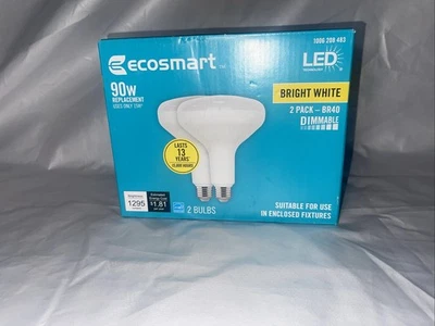 Eco-Smart Dimmable LED Light Bulb 2-Pack Bright White BR40 90W - Image 1 of 4