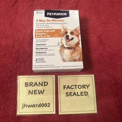 PetArmor 7 Way De-Wormer for Small Dogs and Puppies (6-25lbs) 2 Dose Exp. 09/27 - Image 1 of 2