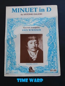 1985 MINUET IN D ANTONIO SALIERI PIANO SOLO SHEET MUSIC - Picture 1 of 4