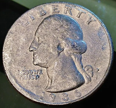 1986 P Quarter .. Filled in P .. Off Center Strike .. Matte Like Finish   - Image 1 of 4