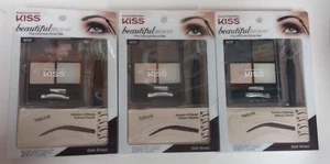 3 Pack Kiss Beautiful Brow Kit The Ultimate Brow Bar Dark Brown - Picture 1 of 2