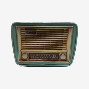 Retro Radio Spardose aus Blech Vintage Deko Geschenkidee Metall 17cm - Bild 1 von 2
