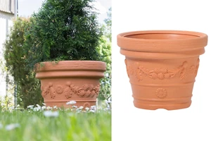 Round Planter Large Flower Pot Outdoor Classic Durable Brick Colour 8L - 30L - Picture 1 of 14