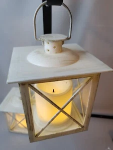 2 Candle Impressions 6" Sconces with LED Pillar Candles Lanterns Antique White - Picture 1 of 10