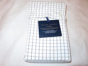 Ralph Lauren Tattersall Organic Cotton King pillowcases Set Navy Black White - Picture 1 of 5