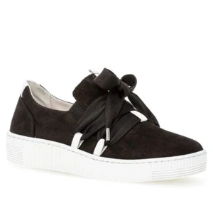 Zapatilla deportiva Gabor para mujer con arco de nobuck cómoda negra/blanca elástica-totalmente nueva en caja - Imagen 1 de 2