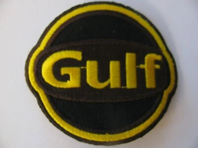 VINTAGE  GULF  OIL GAS GASOLINE  BROWN  PATCH EMBROIDERED NOS NEW STOCK RARE VTG - Image 1 of 3