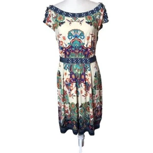 ECI Woman's Multicolor Embellished Beaded Floral Knee High Dress Size 14 - Picture 1 of 13