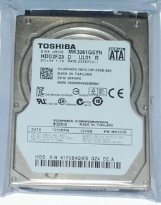 Toshiba 320GB MK3261GSY 7200RPM SATA 2.5" Laptop HDD Hard Disk Drive - Picture 1 of 6