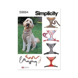 SIMPLICITY 9664 DOG HARNESS LEASH Sewing Pattern Sizes S-M-L 5 Styles Skill: AVE - Picture 1 of 7