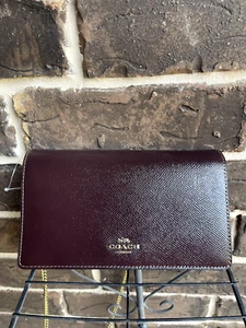 NWT $275 COACH Callie Patent LEATHER FOLDOVER CROSSBODY CHAIN OXBLOOD burgundy - Picture 1 of 7