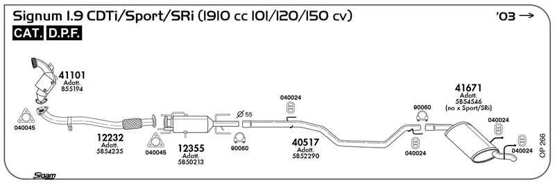 TUBO ANTERIORE MARMITTA PER OPEL Signum 1.9 CDTi/Sport/Sri 1910 cc 101/120/150 c - Imagen 1 de 1