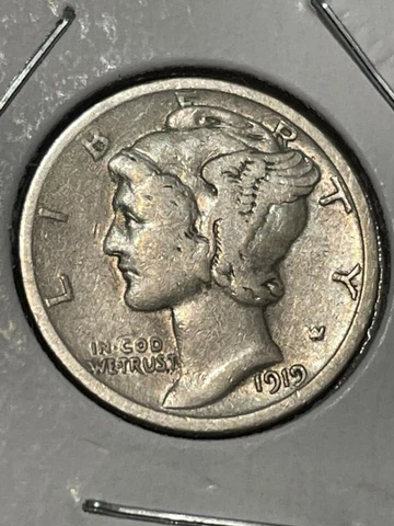 UNITED STAATES 1919 MERCURY DIME, KM140. 0.900 SILVER, CIRC, FREE USA SHIPPING Cover