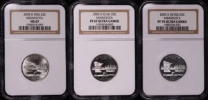 2005-D&S SMS, Clad, & Silver Minnesota State Quarter Set NGC MS-67 & PF-69/70 UC - Picture 1 of 2